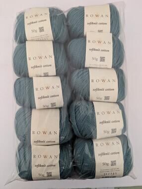 Rowan Softknit Cotton Yarn 10 Balls Pack Seaweed Green 581 Worsted Italy 500g